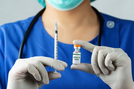 Vaccine and syringe injection for prevention, immunization and treatment from Covid-19 coronavirusの写真素材