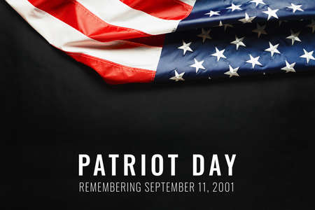 Patriot day of USA, America flag on black backgroundの写真素材