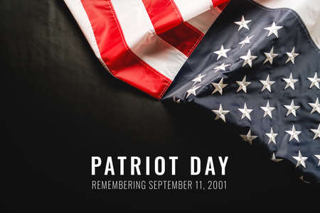 Patriot day of USA, America flag on black backgroundの写真素材
