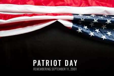 Patriot day of USA, America flag on black backgroundの写真素材