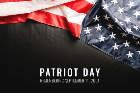 Patriot day of USA, America flag on black backgroundの写真素材