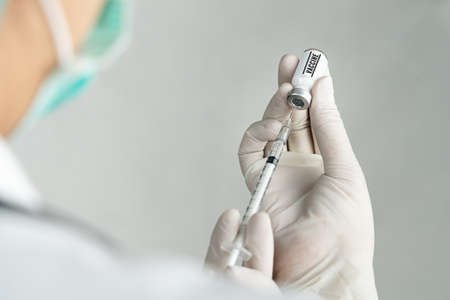 Vaccine and syringe injection for prevention, immunization and treatment from Covid-19 coronavirusの写真素材
