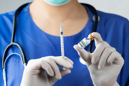 Vaccine and syringe injection for prevention, immunization and treatment from Covid-19 coronavirusの写真素材