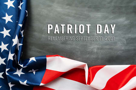 Patriot day of USA, America flag on black backgroundの写真素材