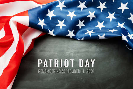 Patriot day of USA, America flag on black backgroundの写真素材