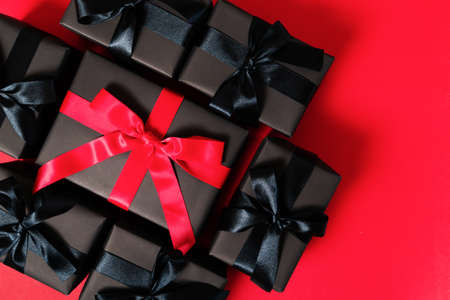 Black Friday sale, black gift box for online shoppingの写真素材