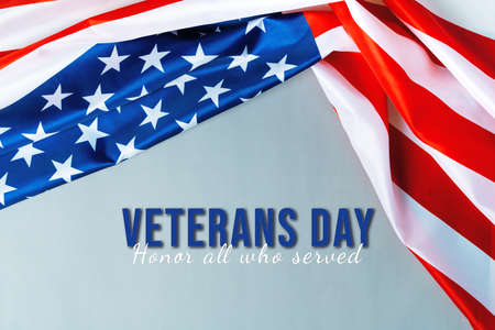 Veterans day with America flag wavingの写真素材