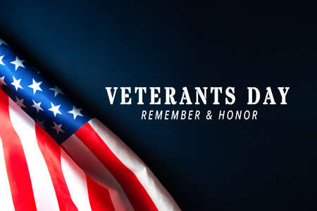 Veterans day. Honoring all who served. American flag on wooden background.の写真素材