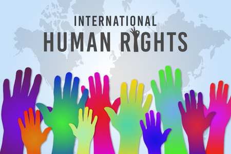 International Human Rights Day concept, raise hand up - illustrationの写真素材