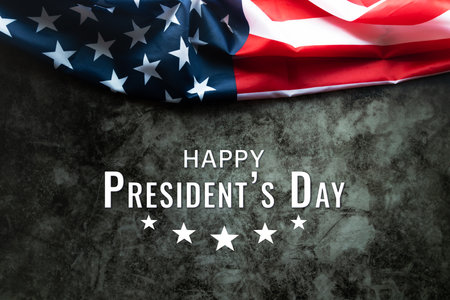 Presidents' Day Typography abstract Background with American Flagの写真素材