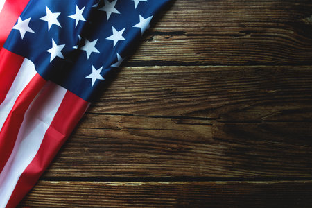 Martin Luther King Day Anniversary - American flag on wooden backgroundの写真素材