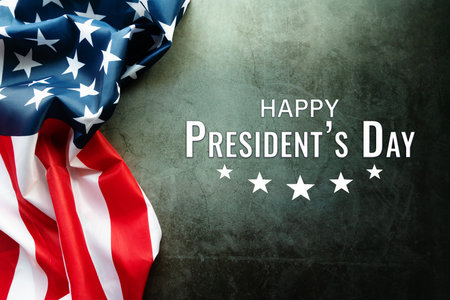 Presidents' Day Typography abstract Background with American Flagの写真素材