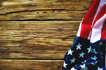 Presidents' Day Typography wooden Background with American Flagの写真素材