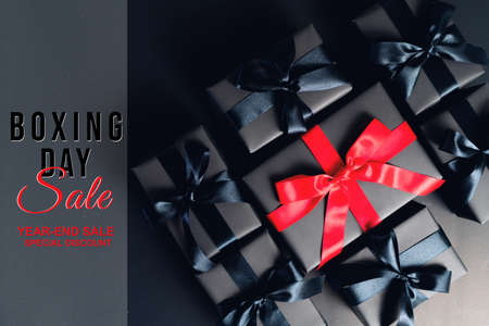 Boxing Day sale, black gift box for online shoppingの写真素材