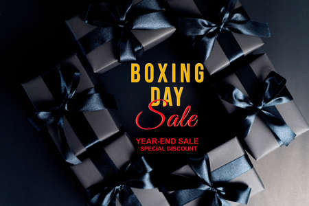 Boxing Day sale, black gift box for online shoppingの写真素材