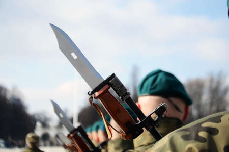 Polish soldiers during the military paradeの写真素材
