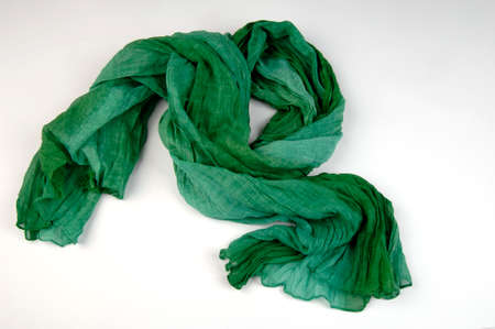 women's green shawl on a white background,の写真素材