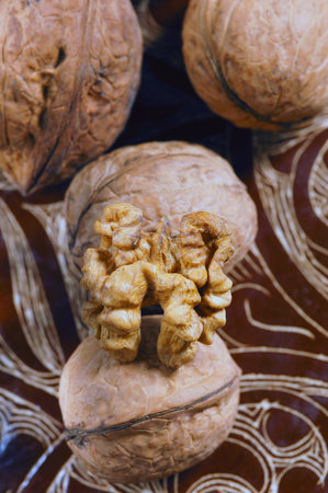 split walnut on a white background