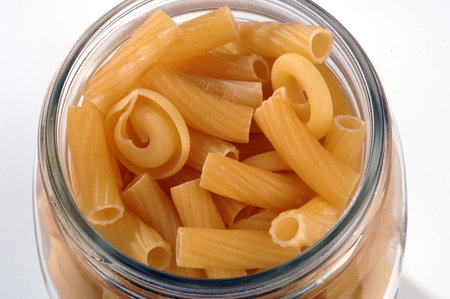 egg noodles on a white backgroundの写真素材