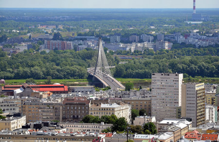 Syrena Bridge in Warsawのeditorial素材