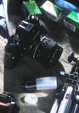 Analog camera and negativesのeditorial素材