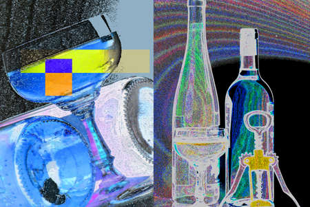 wine bottles composition, abstractionの写真素材