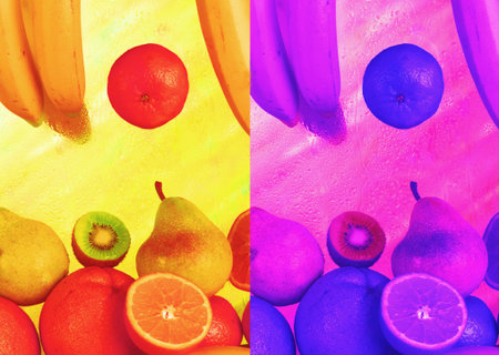 compositions of various fruits, abstraction,