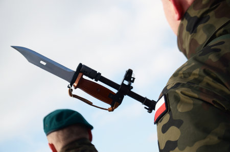 Polish soldiers during the military paradeのeditorial素材