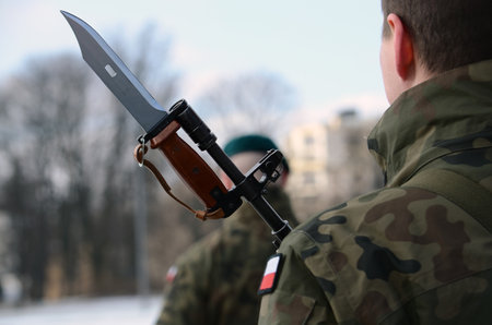 Polish soldiers during the military paradeのeditorial素材