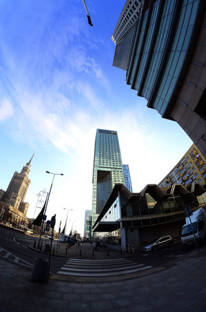 Warsaw, Office buildings in the city center.のeditorial素材
