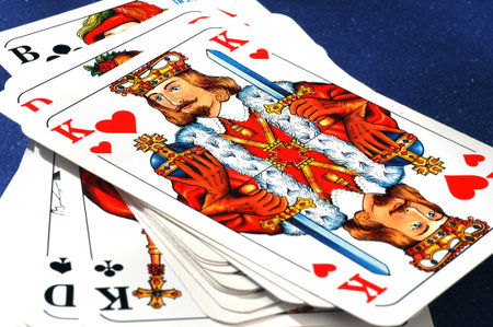 playing cards on a blue background