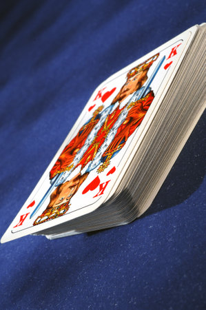 playing cards on a blue backgroundのeditorial素材