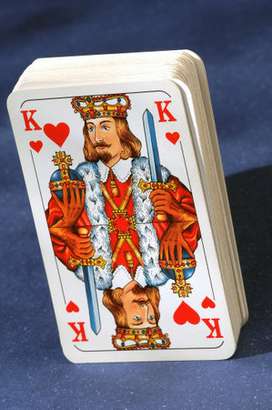 playing cards on a blue backgroundのeditorial素材