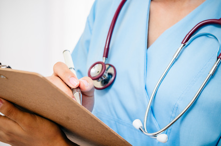 medical student train recording patients informationの写真素材