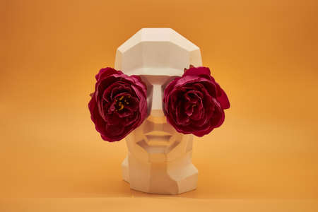 Plaster head of a man. statue. creative work of artの写真素材