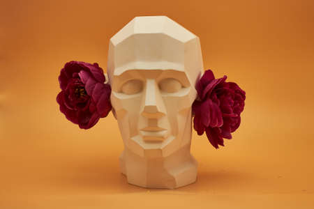 Plaster head of a man. statue. creative work of artの写真素材