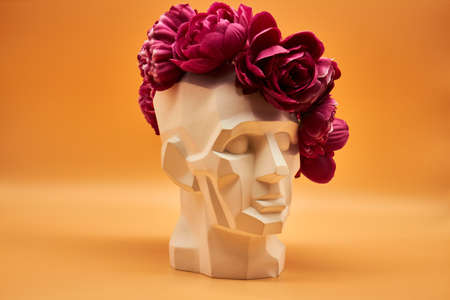 Plaster head of a man. statue. creative work of artの写真素材