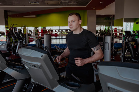 Athlete running on the track in the gym
