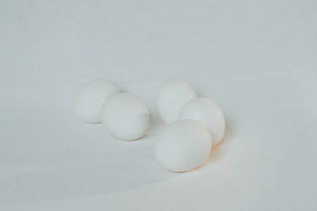 White eggs on a white backgroundの写真素材