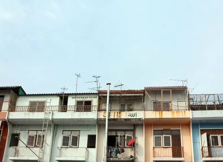 Old  antenna in old Commercial building  Its can see general in Bangkok Thailandのeditorial素材