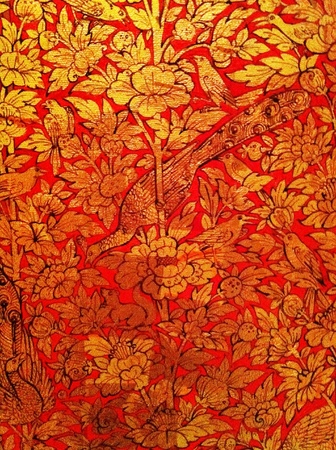 Peacock of Thai painting in fabricの素材