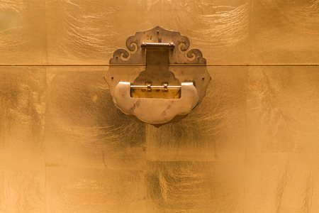 golden chinese lock of chestの写真素材