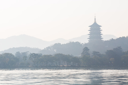 Pagoda Leifeng tower  in Xihu Lake, Hangzou, Chinaの写真素材