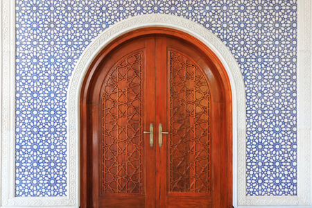 Star pattern of wooden door in Masjid, Bruneiの写真素材