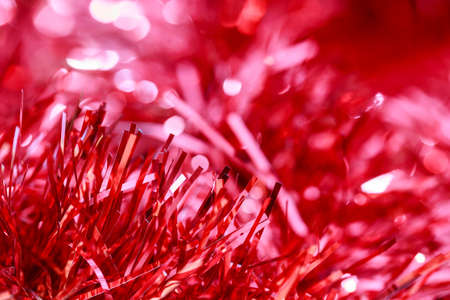 abstract background of red christmas fur decorationの写真素材