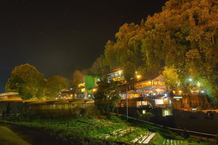 Night scene of village in doi angkhang Mountain, Chiang Mai, Thailand