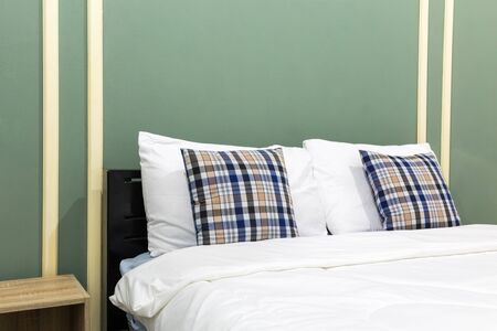 Interior of green bedroom vintage styleの写真素材