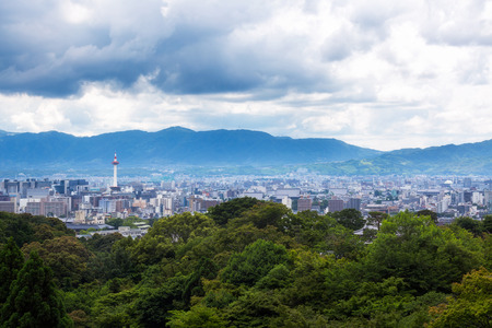 Kyoto city and tower in summer at Kyoto, Kansai, Japanの写真素材