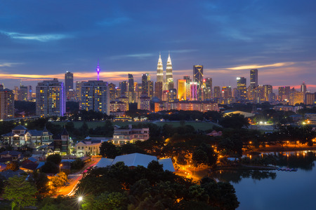 Kuala Lumpur city skyline in sunset at Malaysiaのeditorial素材