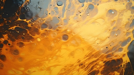 Abstract background of acrylic paint in yellow and black tones, macro photoの素材